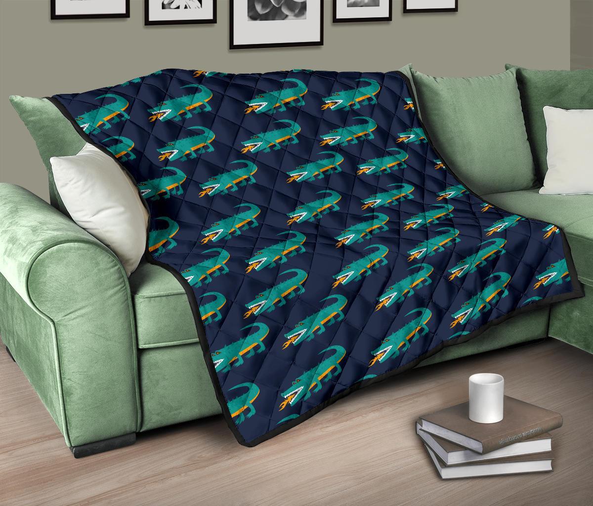 Crocodile Pattern Print Quilt-grizzshop
