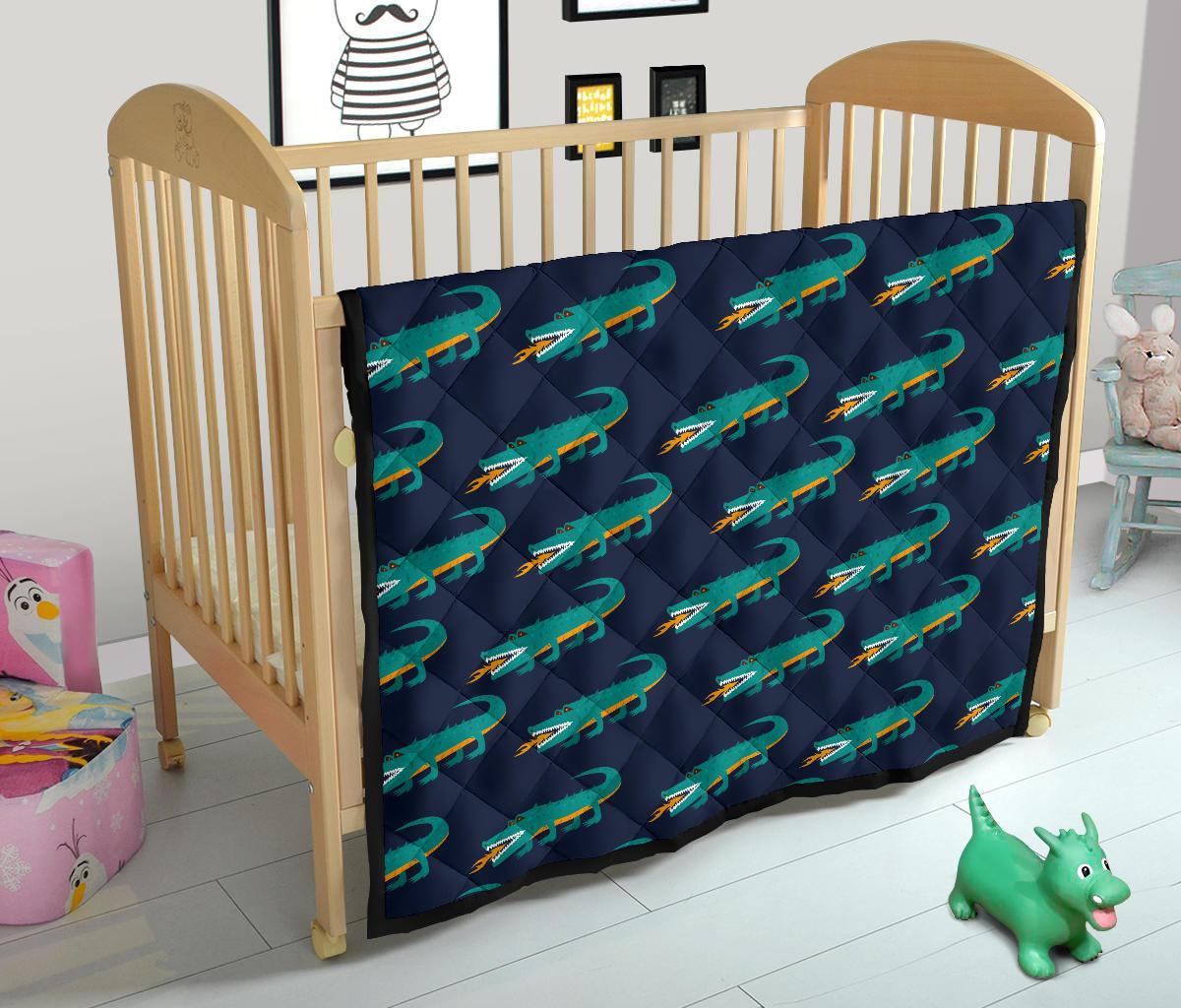 Crocodile Pattern Print Quilt-grizzshop