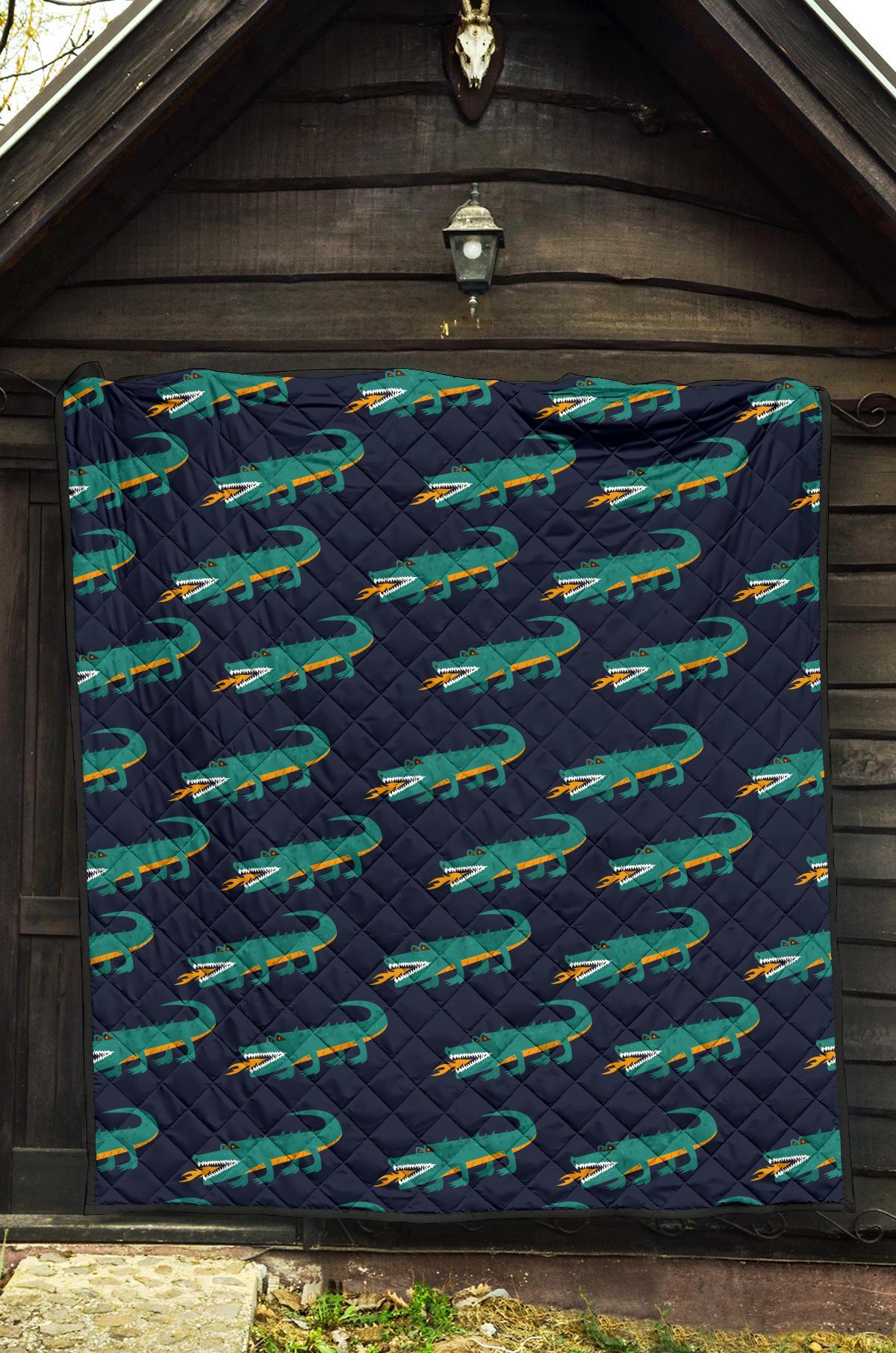 Crocodile Pattern Print Quilt-grizzshop