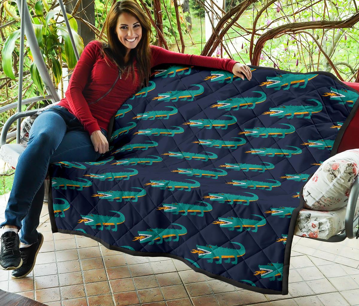 Crocodile Pattern Print Quilt-grizzshop
