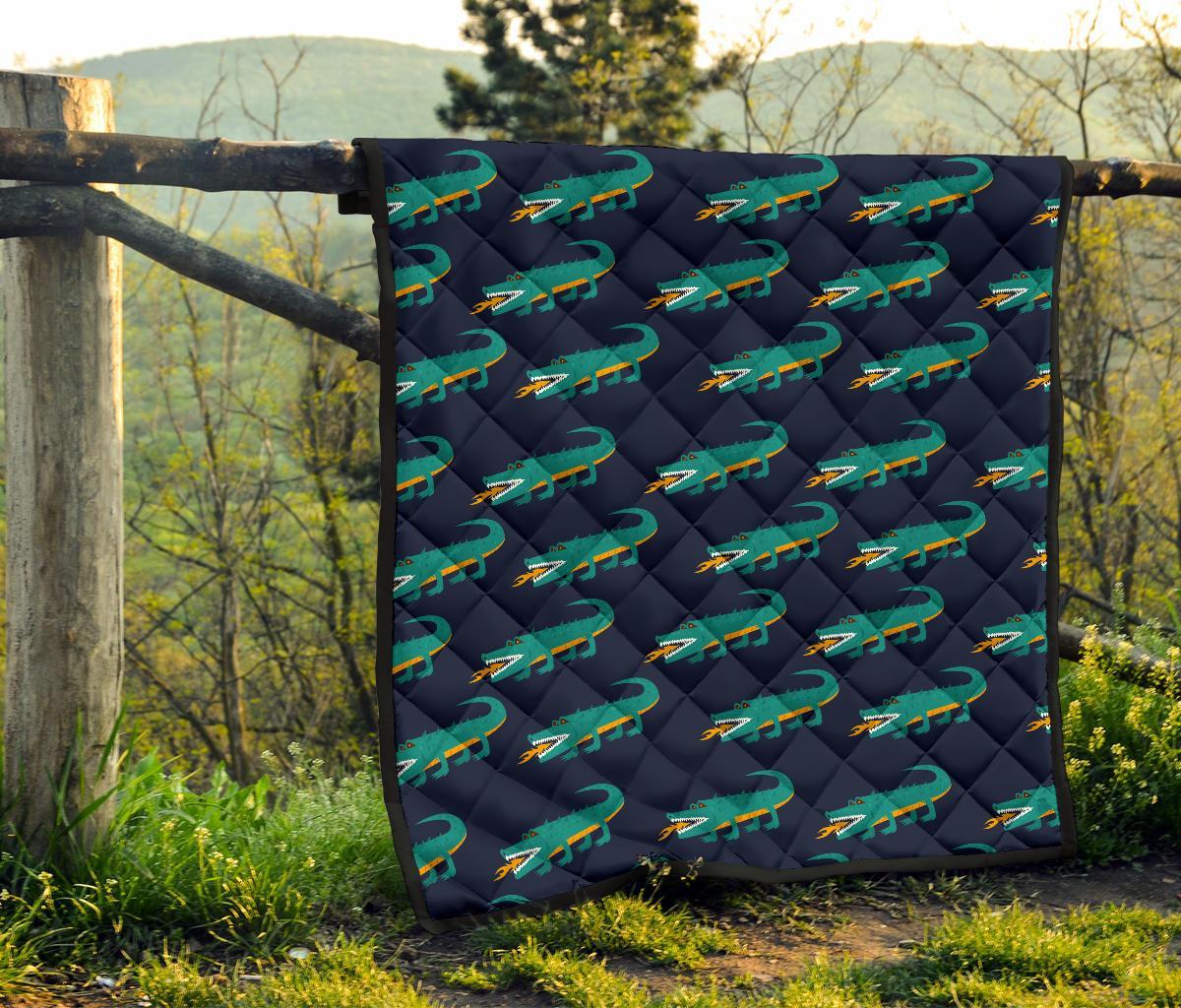 Crocodile Pattern Print Quilt-grizzshop