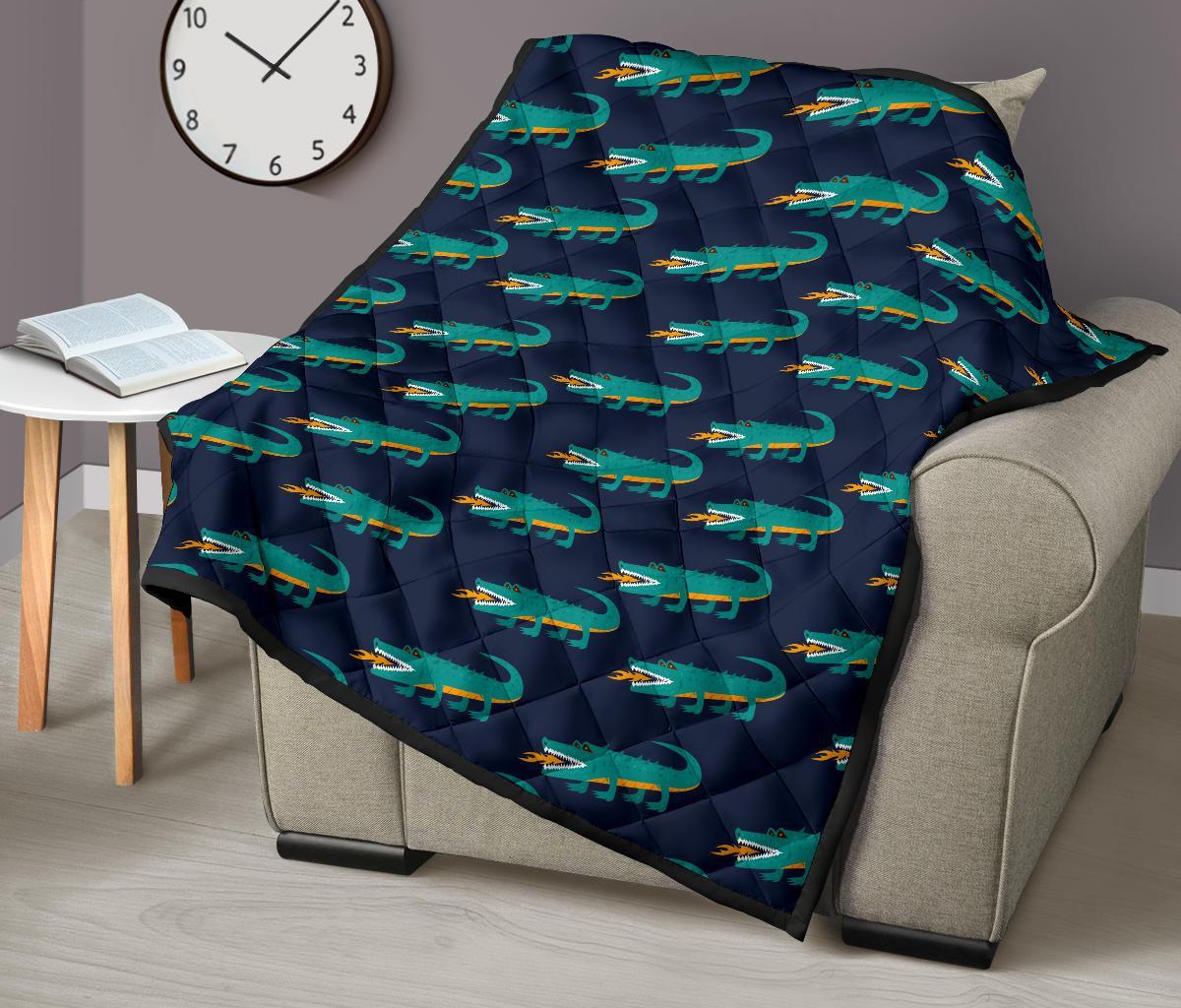 Crocodile Pattern Print Quilt-grizzshop