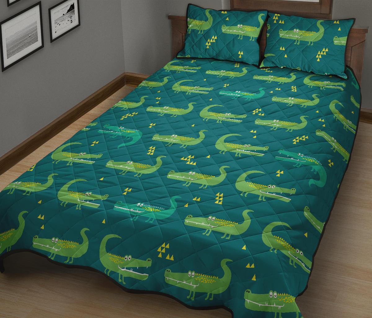 Crocodile Print Pattern Bed Set Quilt-grizzshop