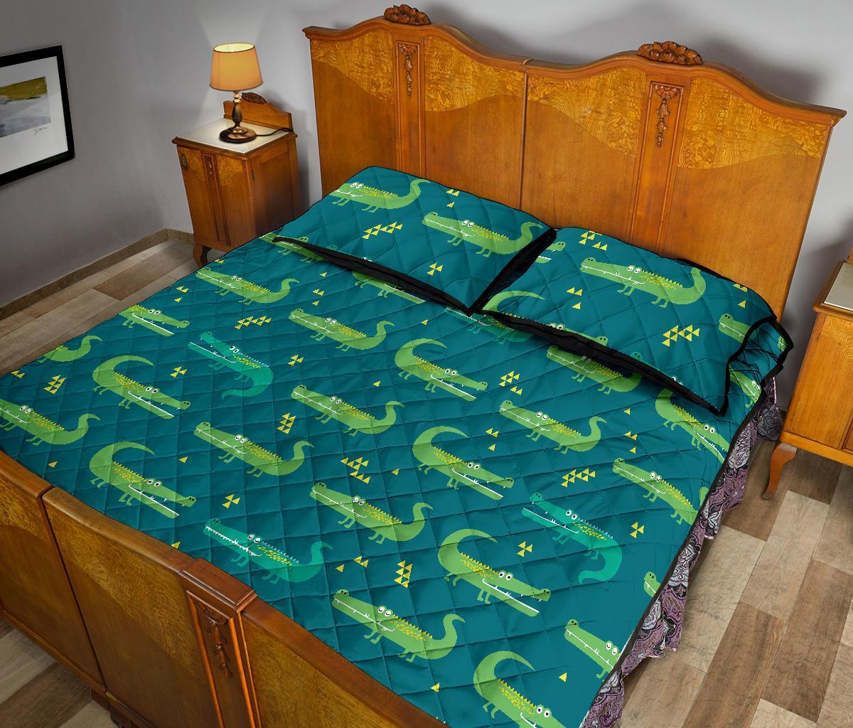 Crocodile Print Pattern Bed Set Quilt-grizzshop
