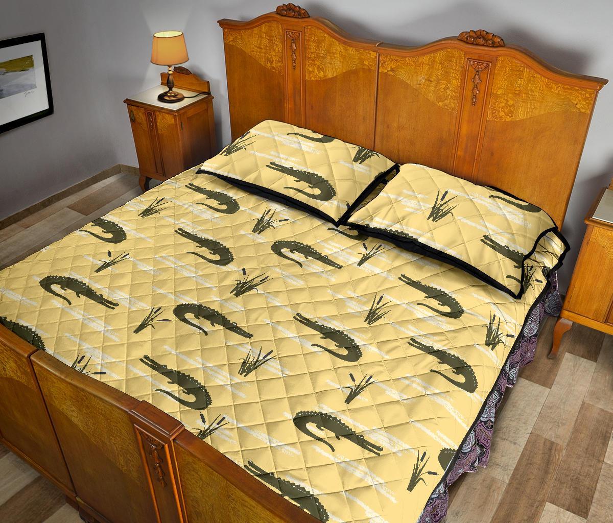 Crocodile River Print Pattern Bed Set Quilt-grizzshop
