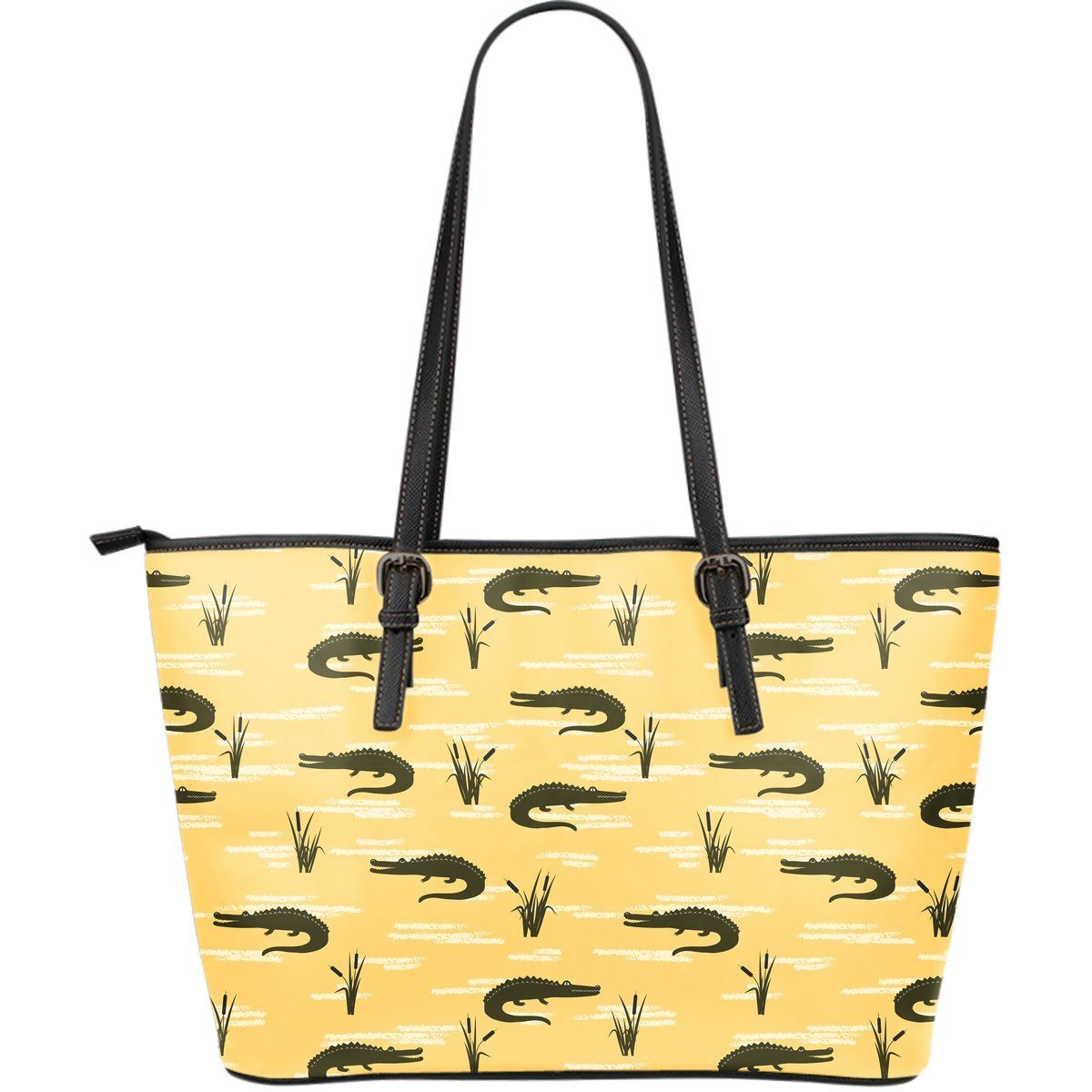 Crocodile River Print Pattern Leather Tote Bag-grizzshop