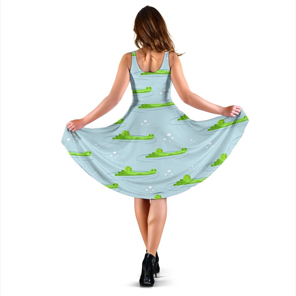 Crocodile Cartoon Print Pattern Dress-grizzshop