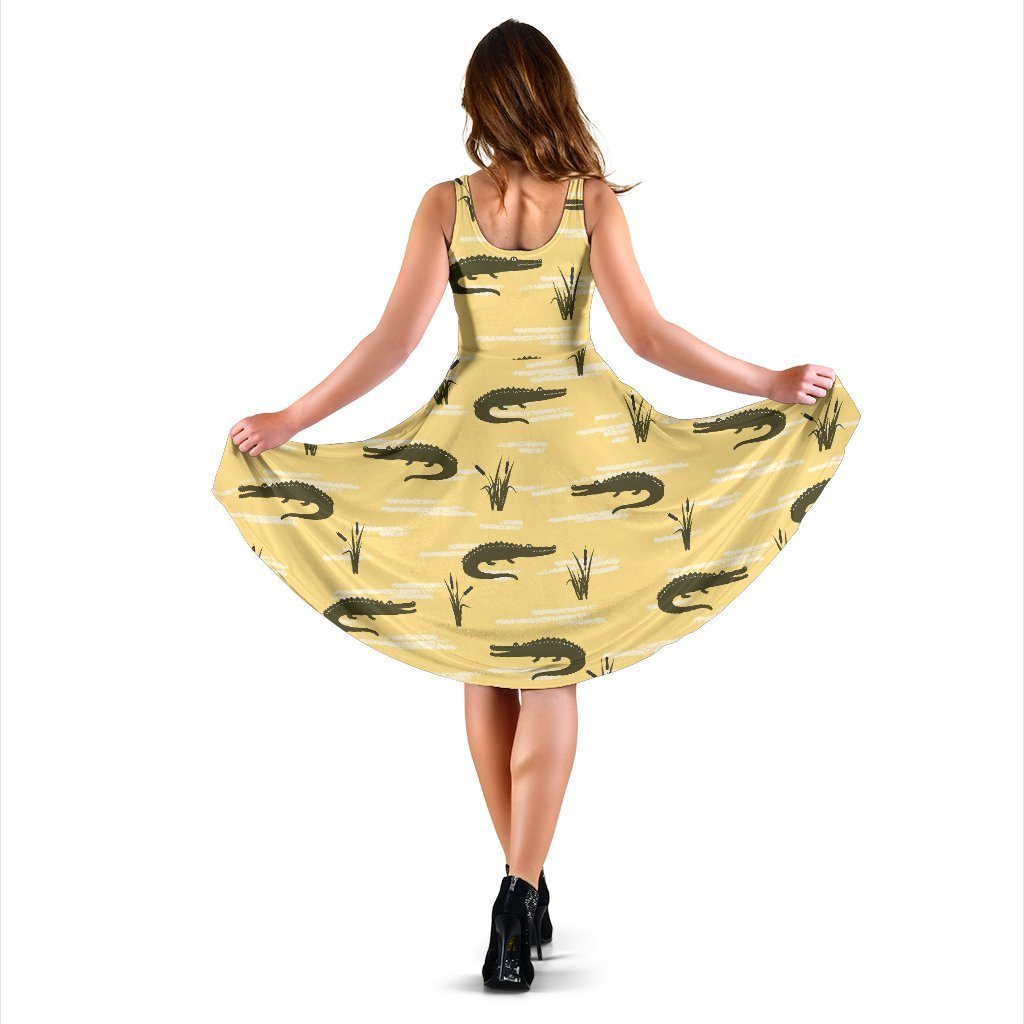 Crocodile River Print Pattern Dress-grizzshop