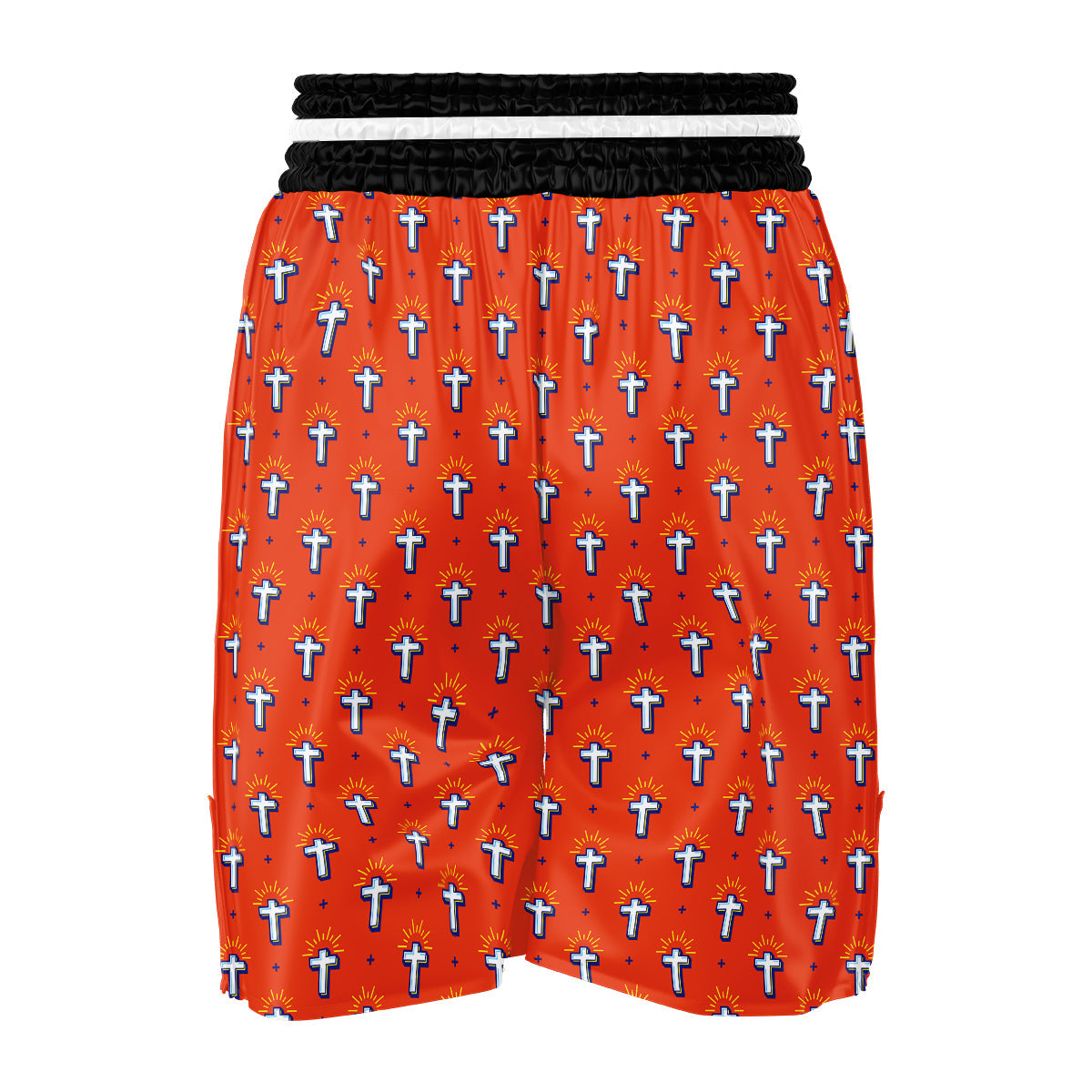 Cross Of Jesus Christ Orange Print Pattern Boxing Shorts-grizzshop
