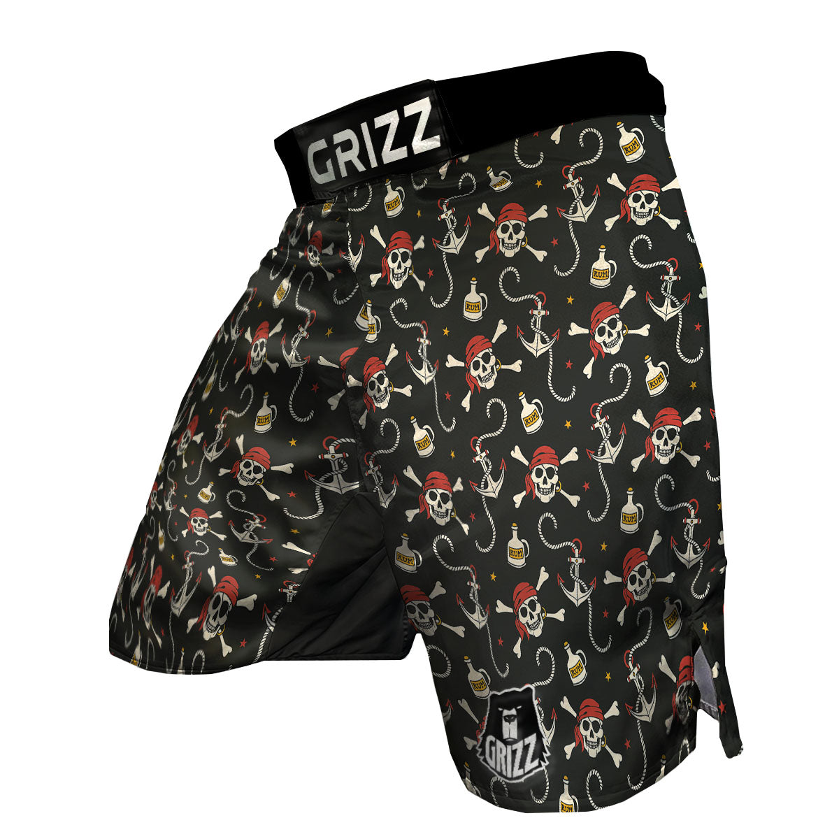 Crossbones Pirate Skull Print Pattern MMA Shorts-grizzshop