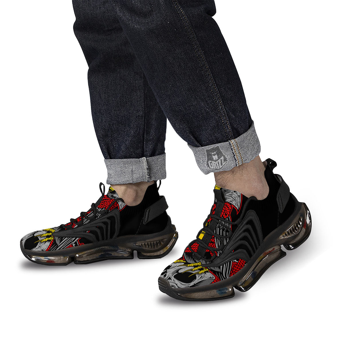 Crow And Samurai Print Black Gym Shoes-grizzshop