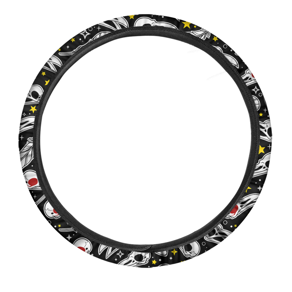 Crow Skull And Feathers Print Pattern Car Steering Wheel Cover-grizzshop