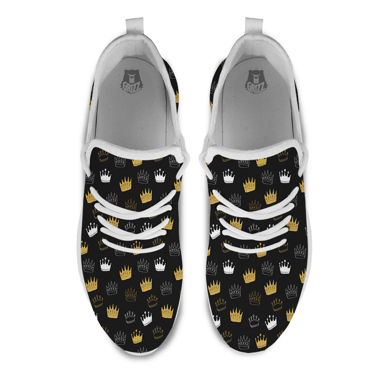 Crown Doodle Print Pattern White Athletic Shoes-grizzshop