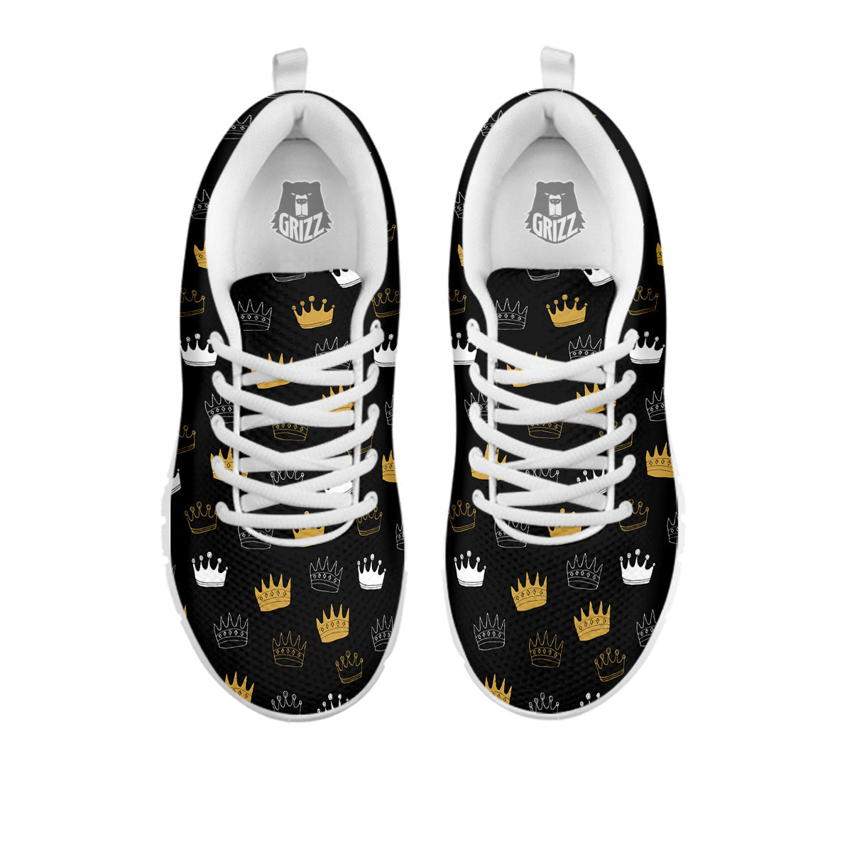 Crown Doodle Print Pattern White Sneaker-grizzshop