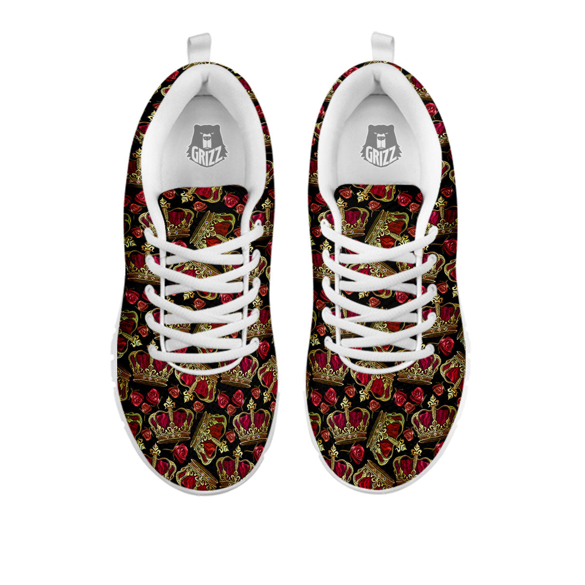 Crown Embroidery Print Pattern White Sneaker-grizzshop