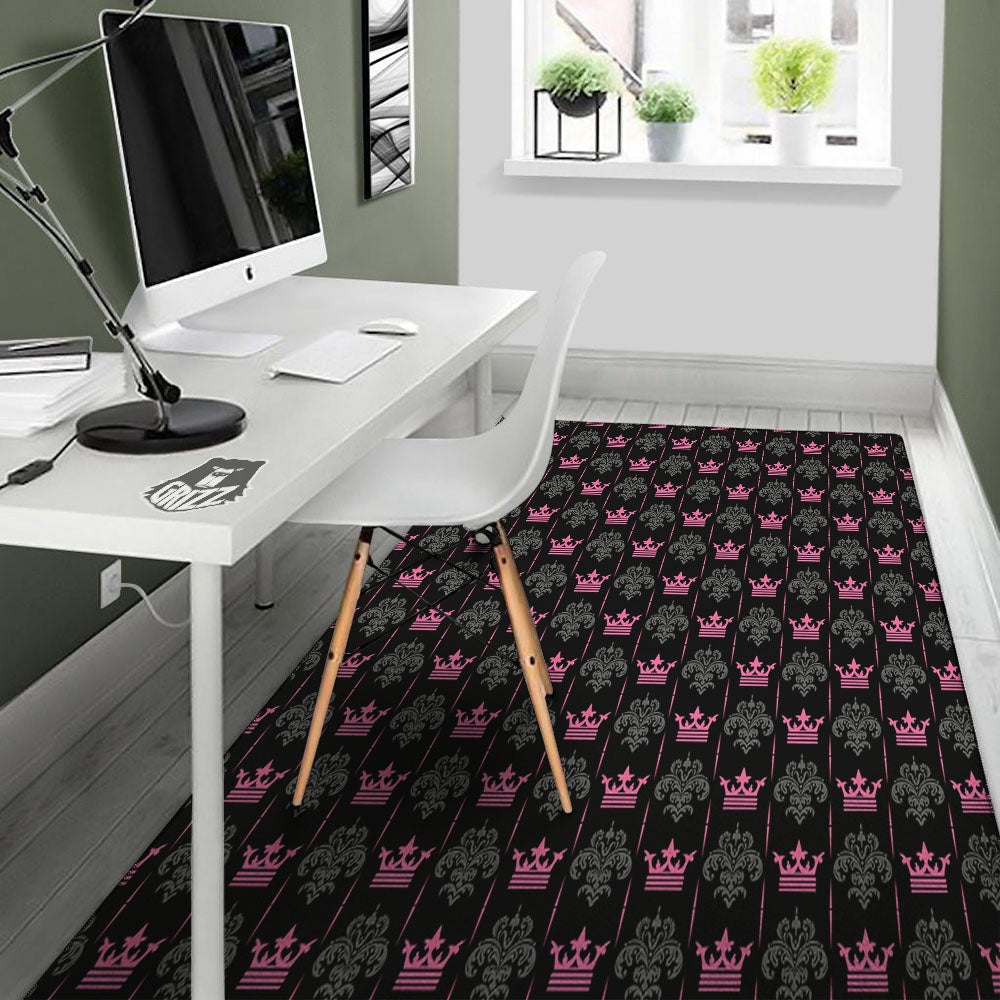 Crown Pink Print Pattern Floor Mat-grizzshop