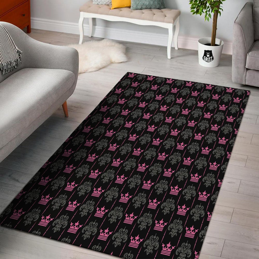 Crown Pink Print Pattern Floor Mat-grizzshop