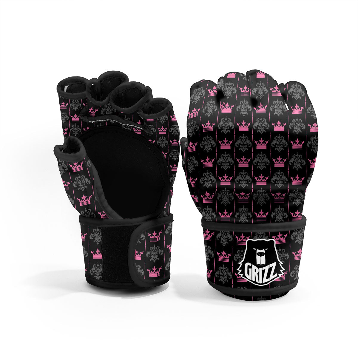 Crown Pink Print Pattern MMA Gloves-grizzshop