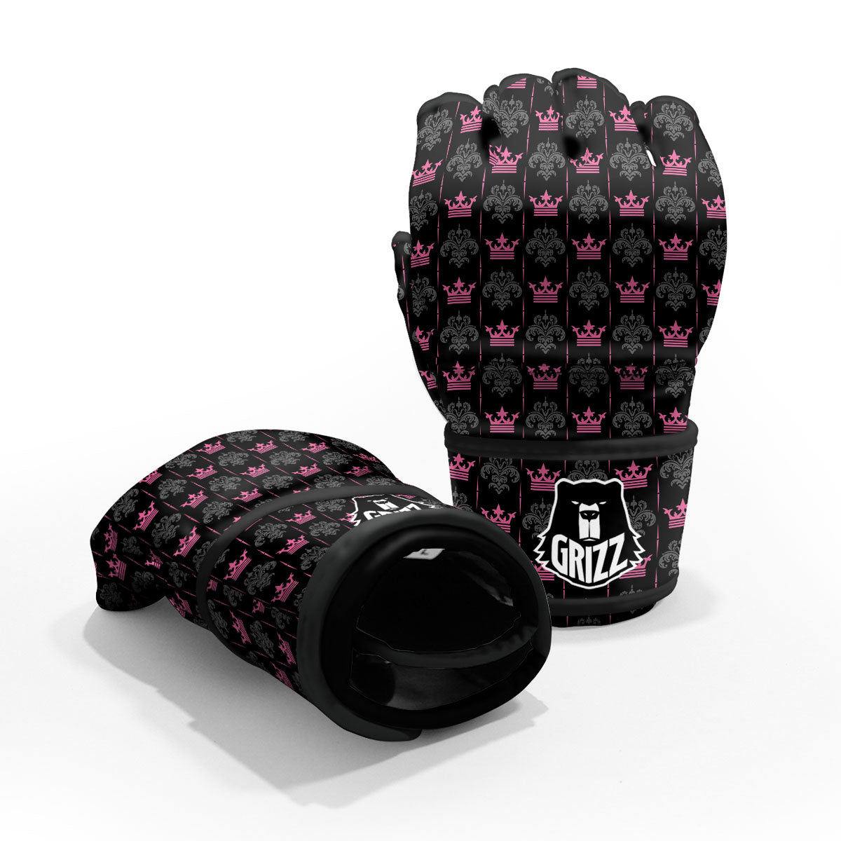 Crown Pink Print Pattern MMA Gloves-grizzshop