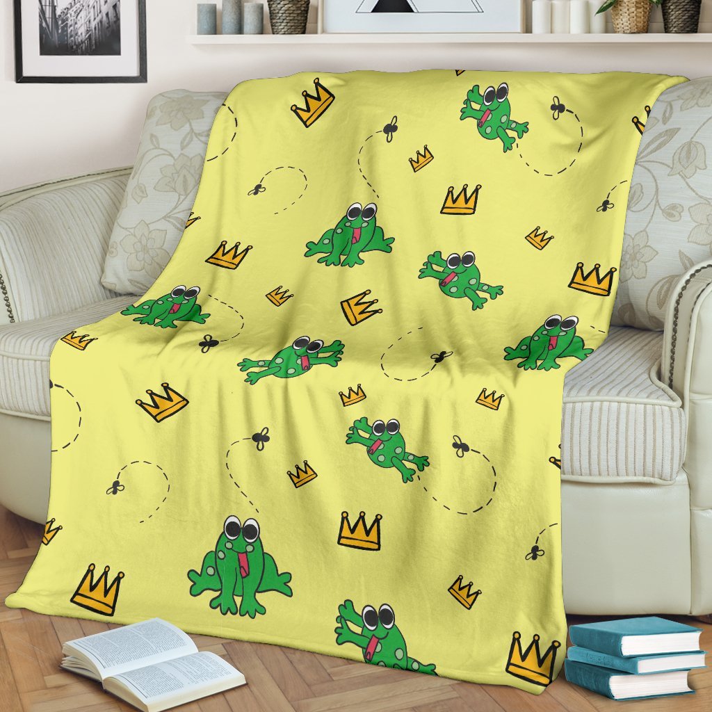 Crown Prince Frog Pattern Print Blanket-grizzshop