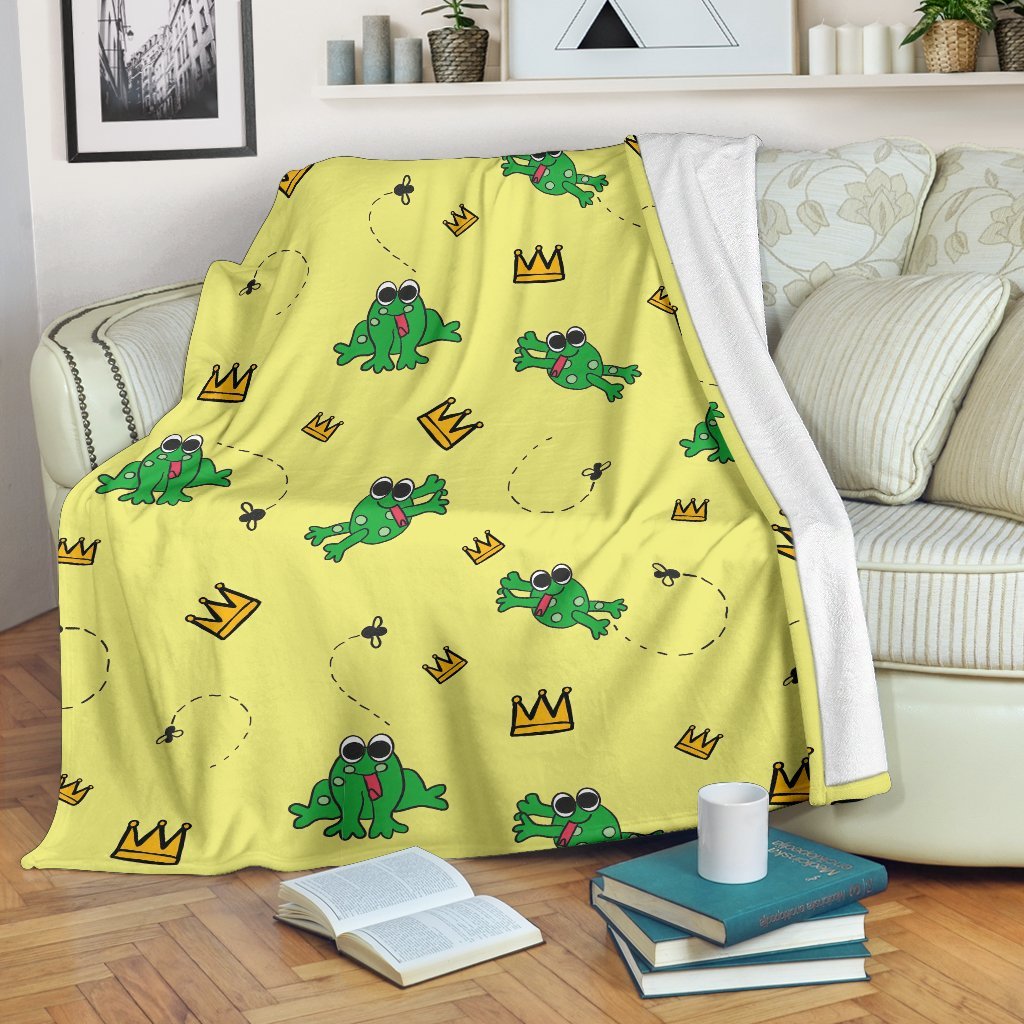 Crown Prince Frog Pattern Print Blanket-grizzshop