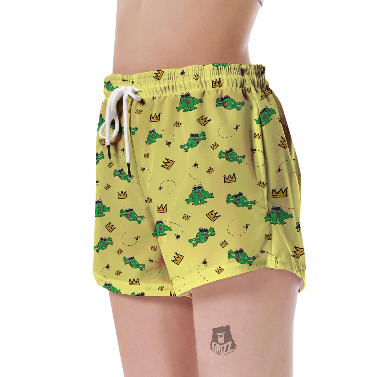 Crown Prince Frog Pattern Print Women's Shorts-grizzshop
