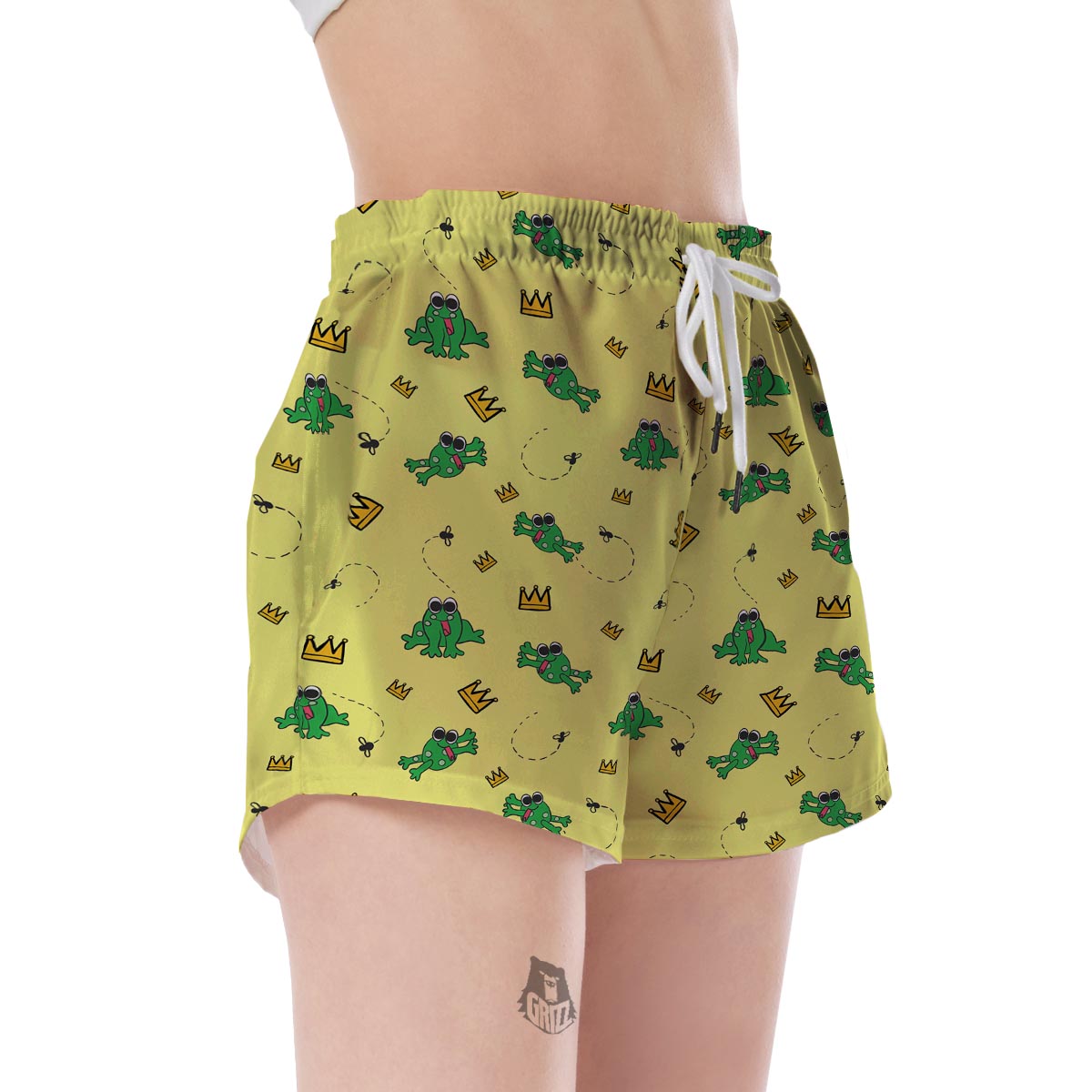 Crown Prince Frog Pattern Print Women's Shorts-grizzshop