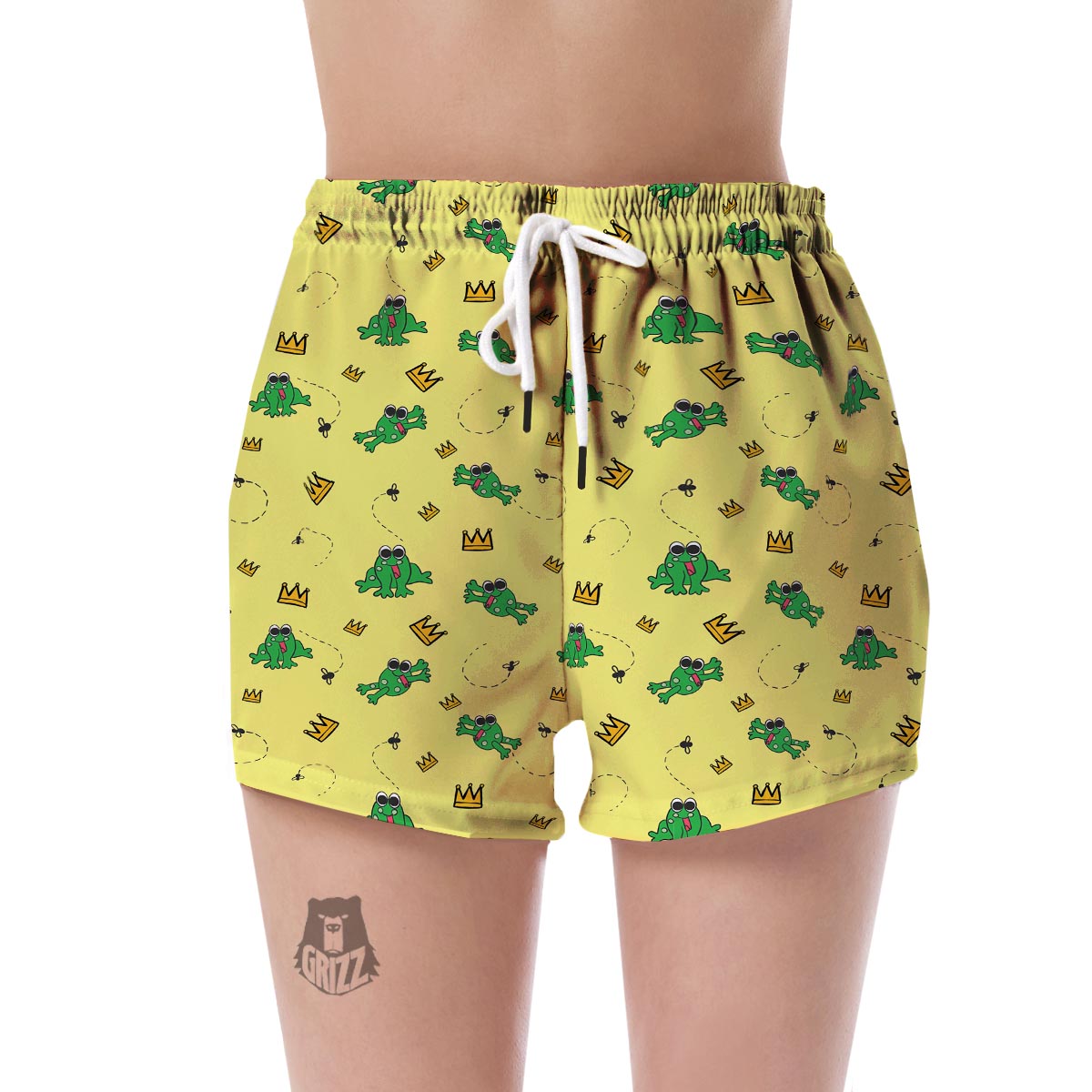 Crown Prince Frog Pattern Print Women's Shorts-grizzshop