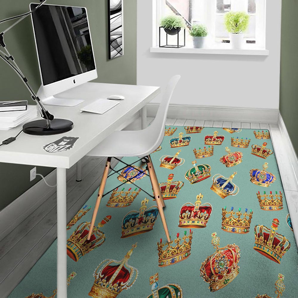 Crown Vintage Print Pattern Floor Mat-grizzshop