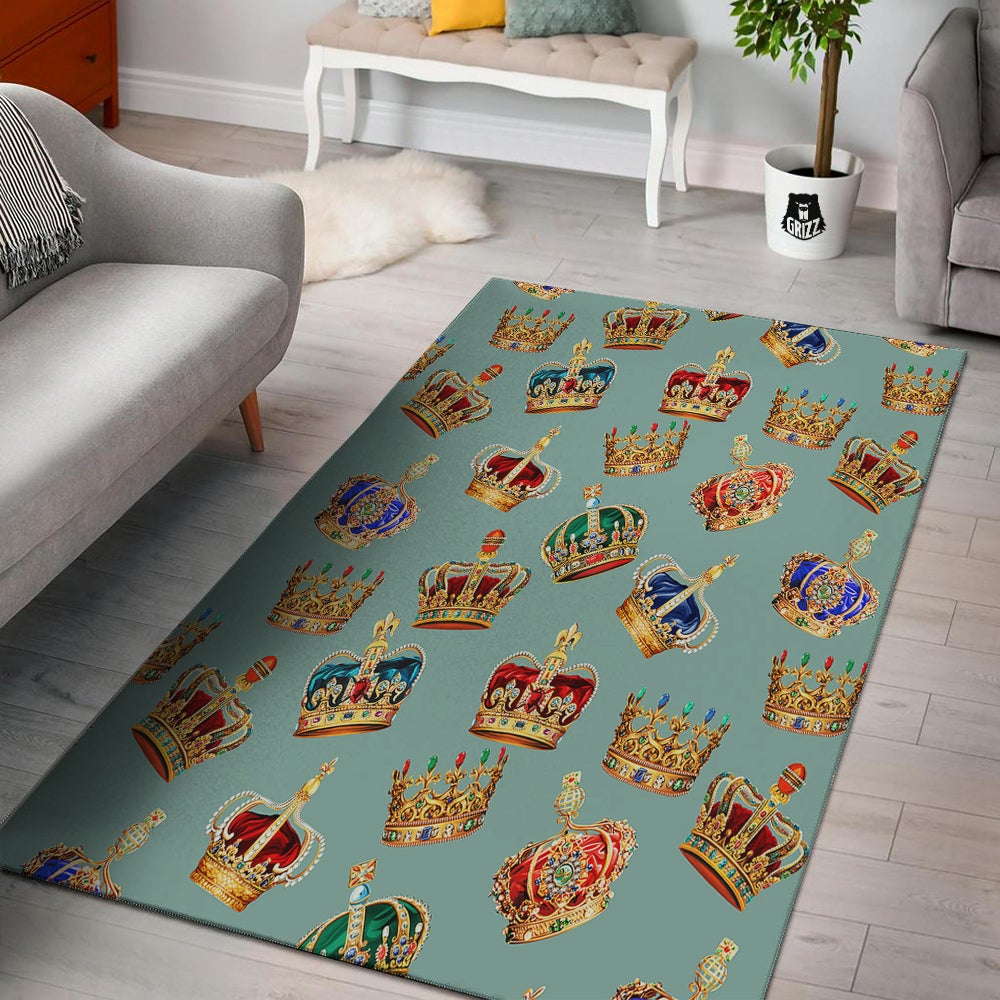 Crown Vintage Print Pattern Floor Mat-grizzshop