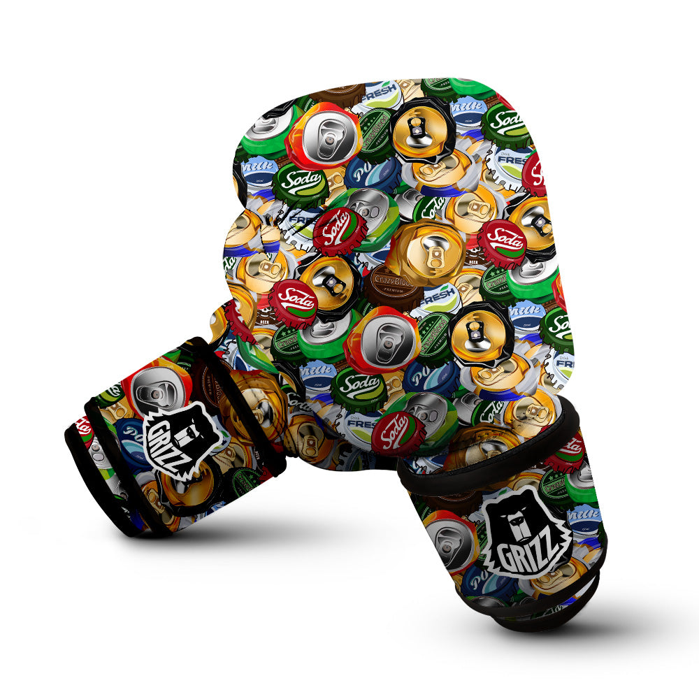 Crumpled Cans And Caps Print Pattern Boxing Gloves-grizzshop
