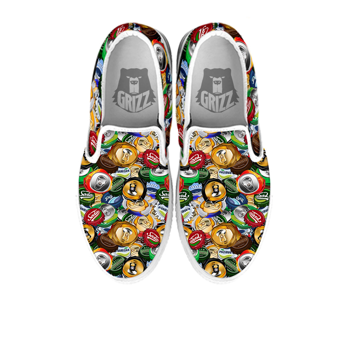 Crumpled Cans And Caps Print Pattern White Slip On Shoes-grizzshop