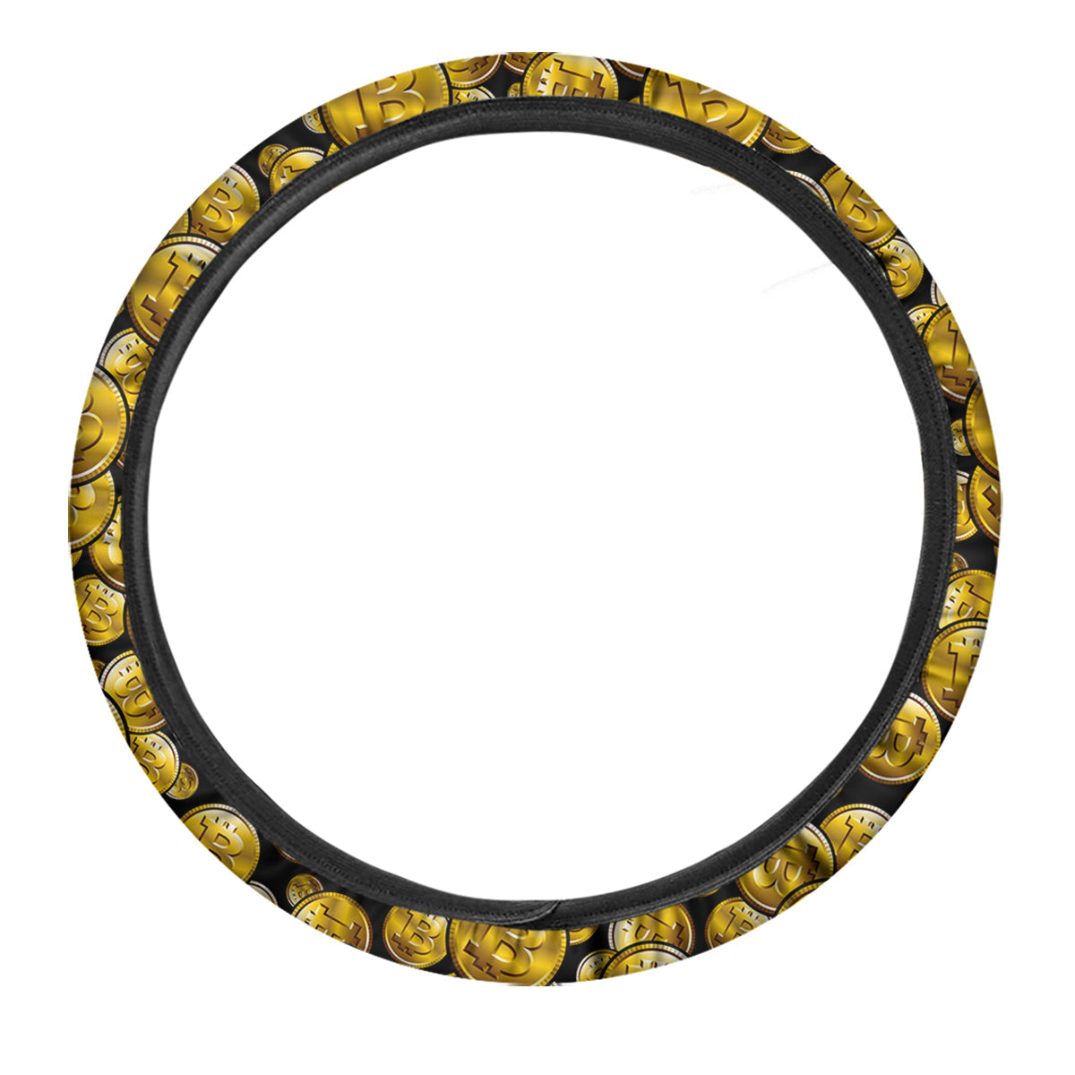 Crypto Bitcoin Print Pattern Car Steering Wheel Cover-grizzshop