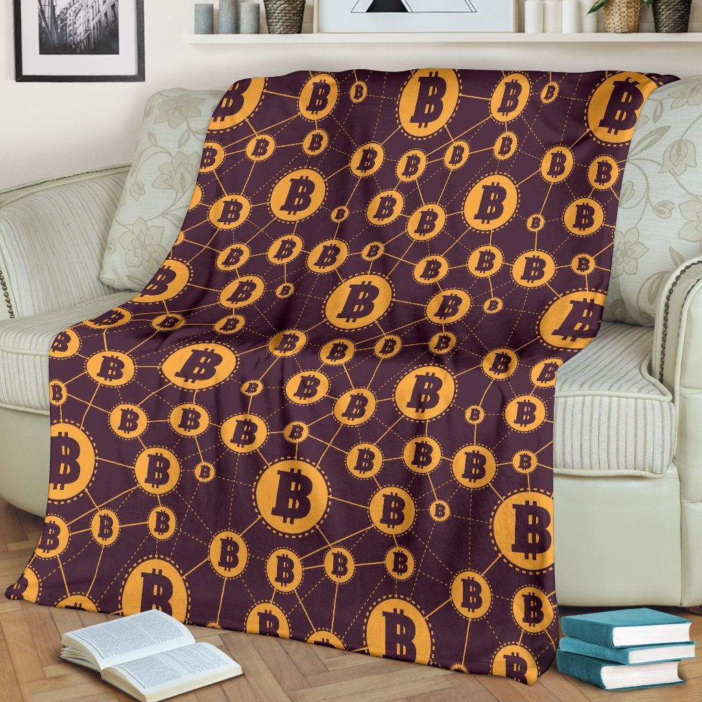 Cryptocurrency Bitcoin Pattern Print Blanket-grizzshop