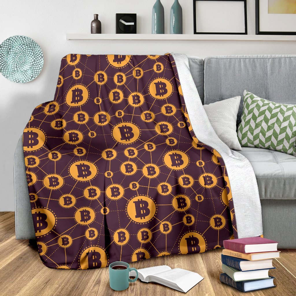 Cryptocurrency Bitcoin Pattern Print Blanket-grizzshop