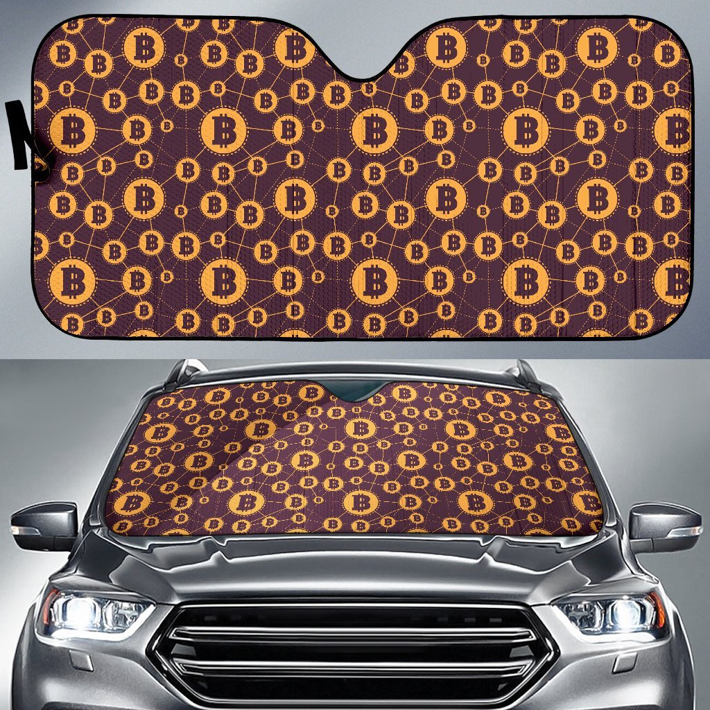 Cryptocurrency Bitcoin Pattern Print Car Sun Shade-grizzshop