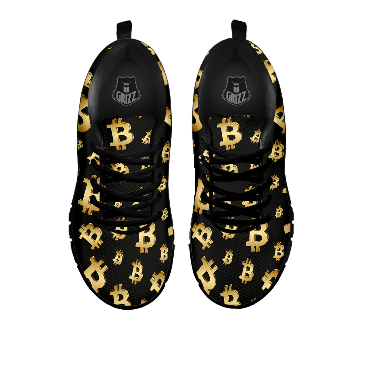 Cryptocurrency Bitcoin Print Pattern Black Sneaker-grizzshop