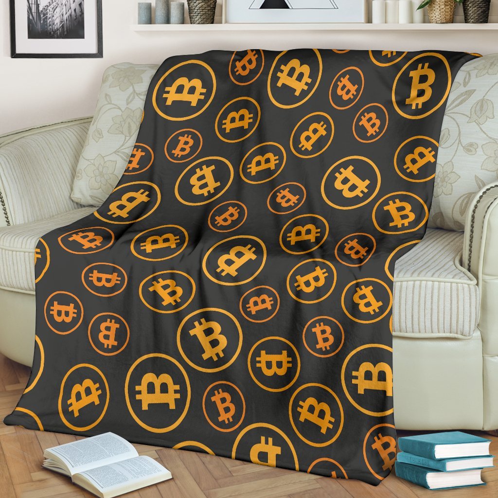 Cryptocurrency Bitcoin Print Pattern Blanket-grizzshop