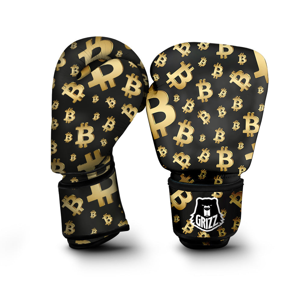 Cryptocurrency Bitcoin Print Pattern Boxing Gloves-grizzshop