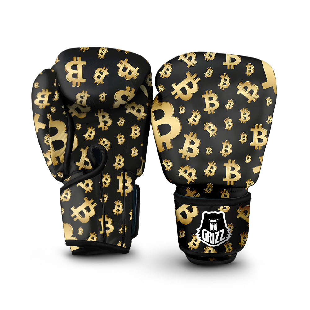 Cryptocurrency Bitcoin Print Pattern Boxing Gloves-grizzshop