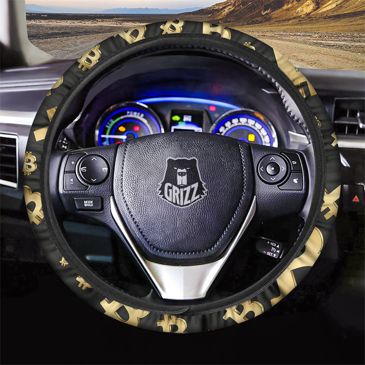 Cryptocurrency Bitcoin Print Pattern Car Steering Wheel Cover-grizzshop