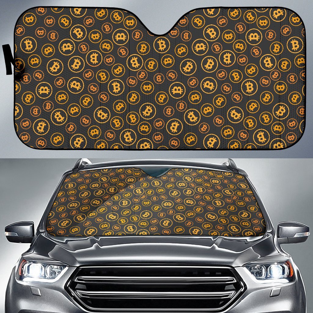 Cryptocurrency Bitcoin Print Pattern Car Sun Shade-grizzshop
