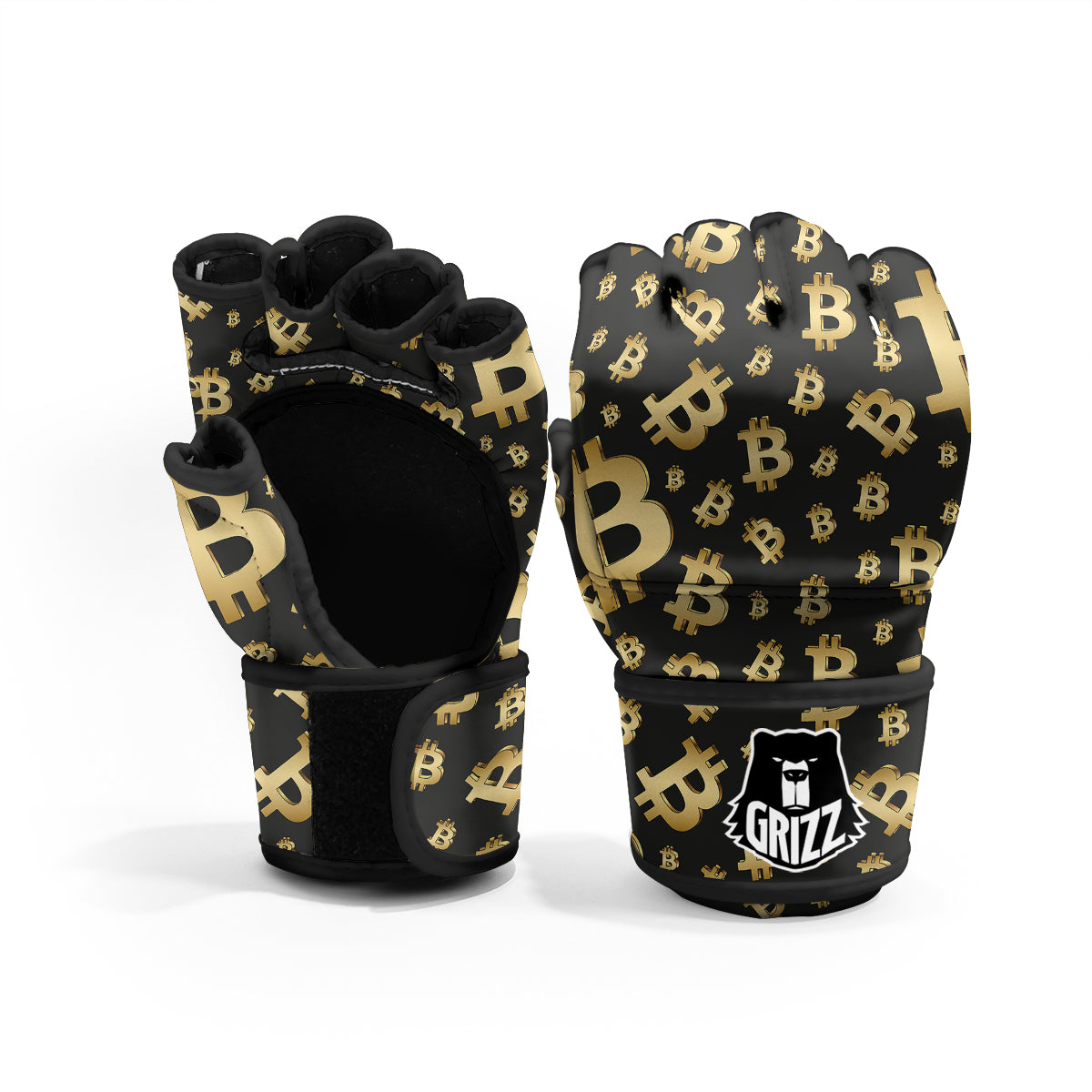 Cryptocurrency Bitcoin Print Pattern MMA Gloves-grizzshop