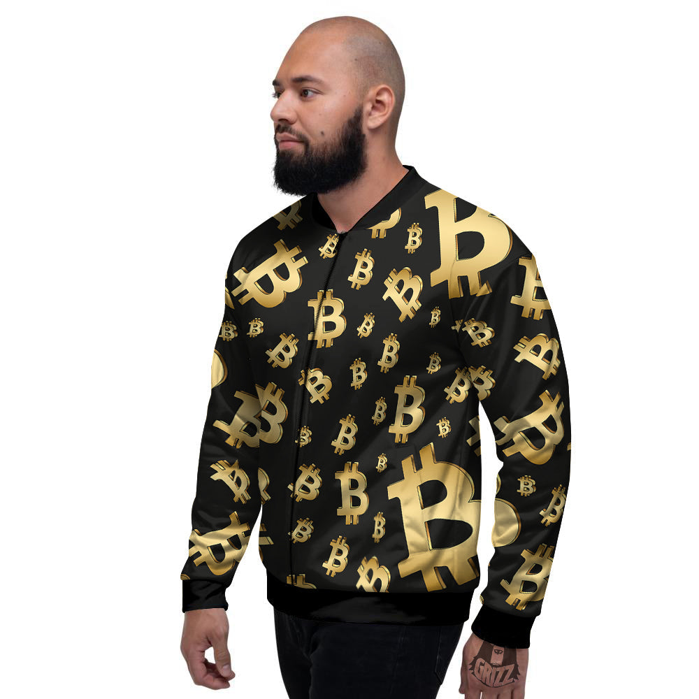 Cryptocurrency Bitcoin Print Pattern Men's Bomber Jacket-grizzshop