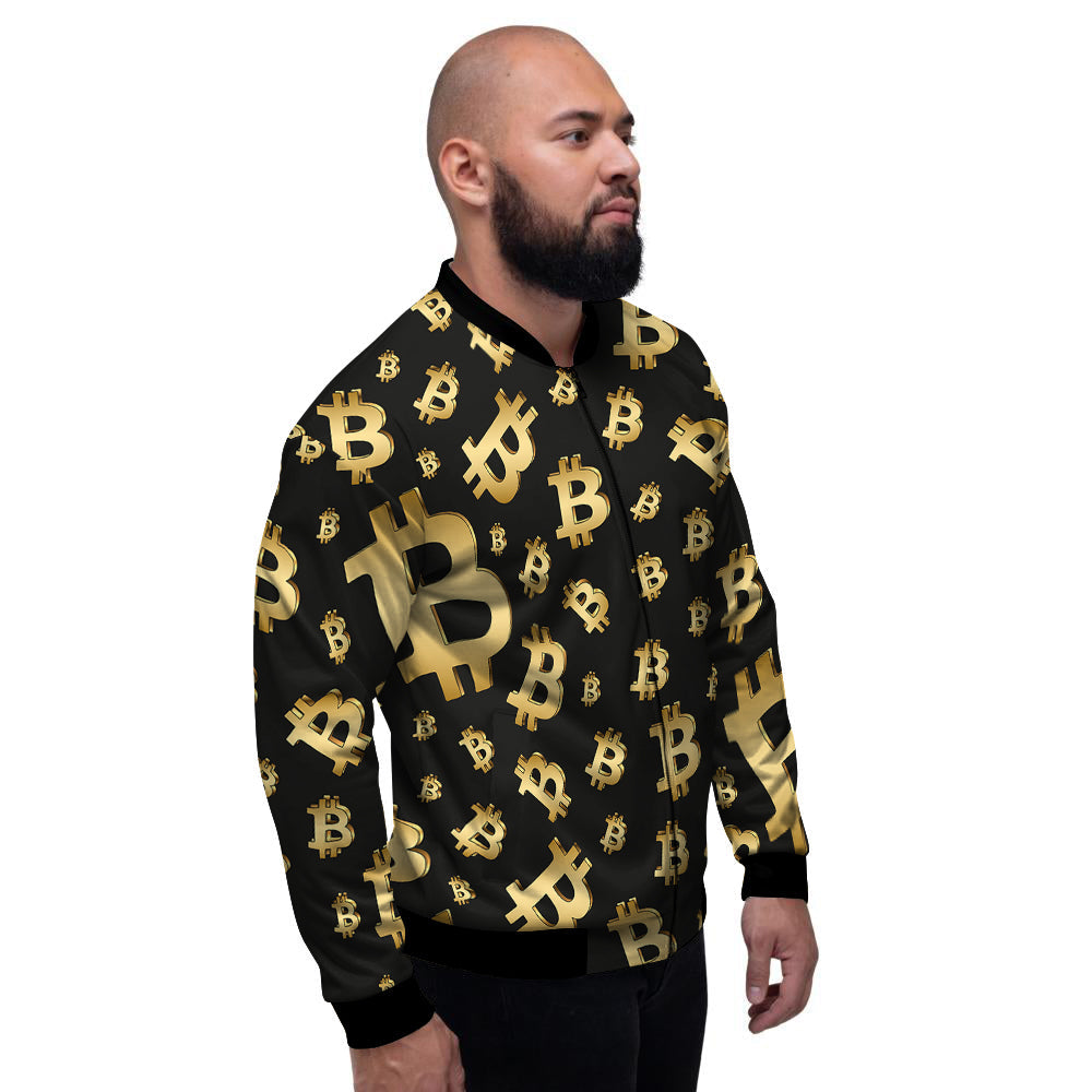 Cryptocurrency Bitcoin Print Pattern Men's Bomber Jacket-grizzshop