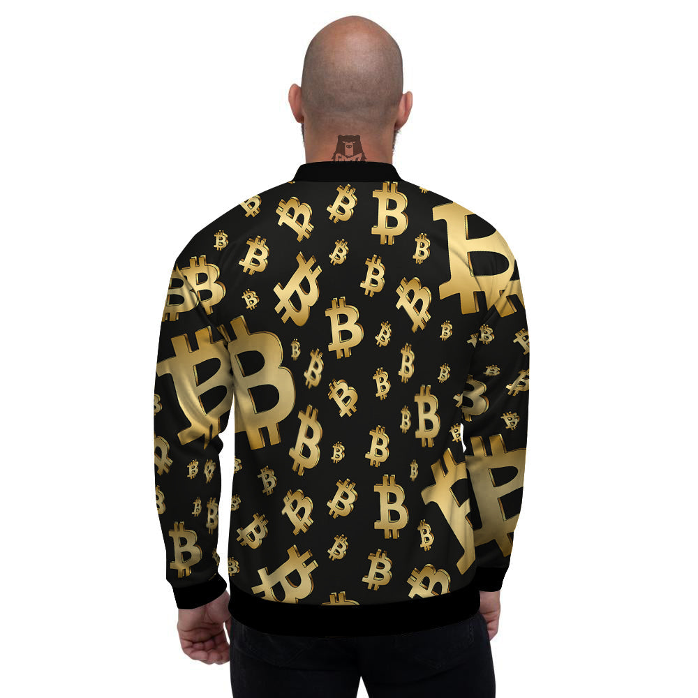 Cryptocurrency Bitcoin Print Pattern Men's Bomber Jacket-grizzshop