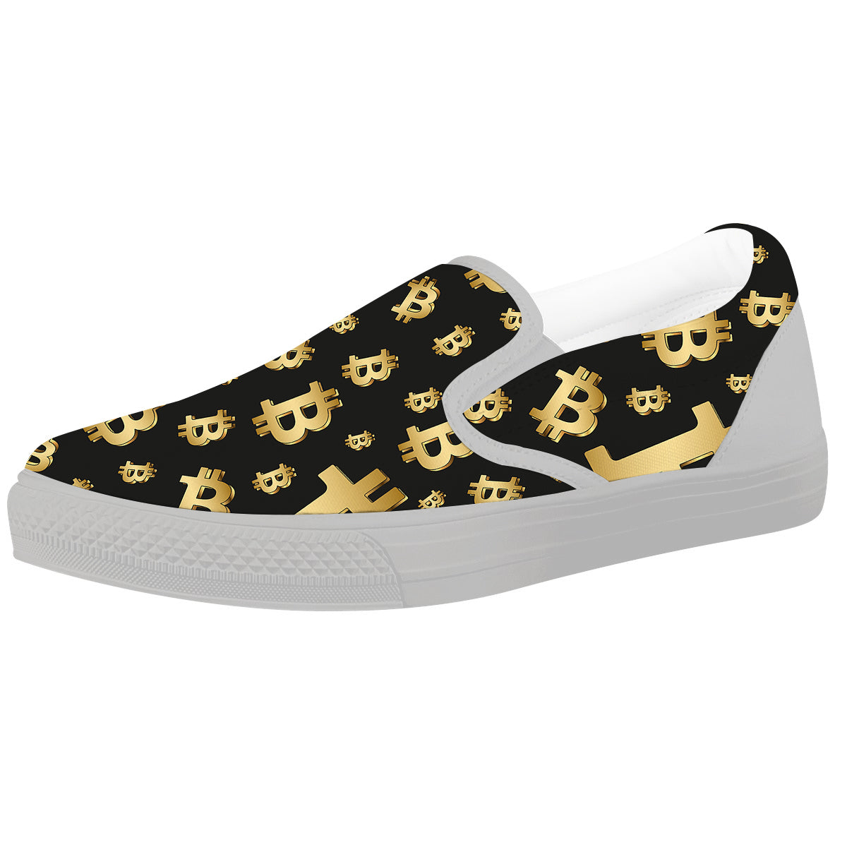 Cryptocurrency Bitcoin Print Pattern White Slip On Shoes-grizzshop