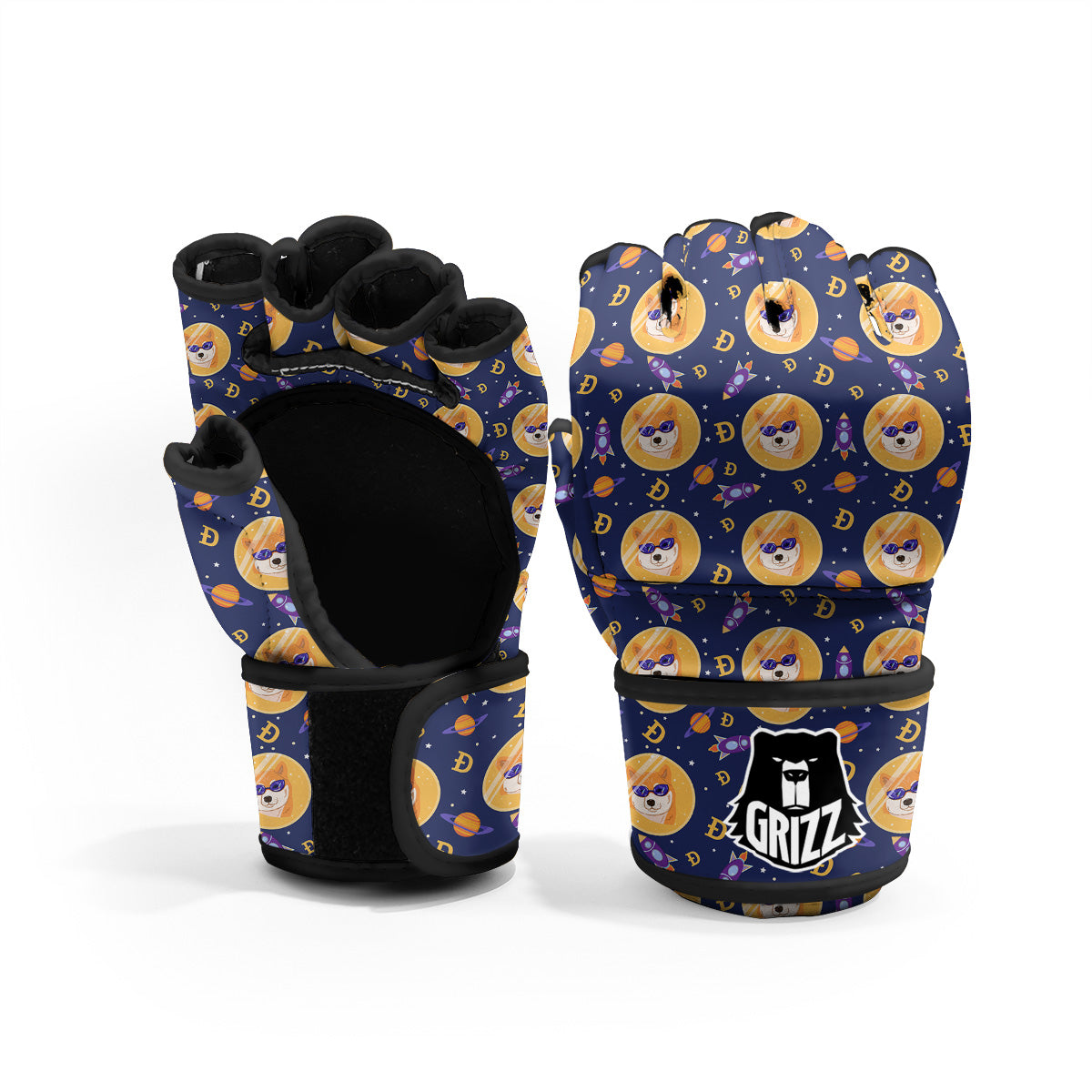 Cryptocurrency Shiba Print Pattern MMA Gloves-grizzshop
