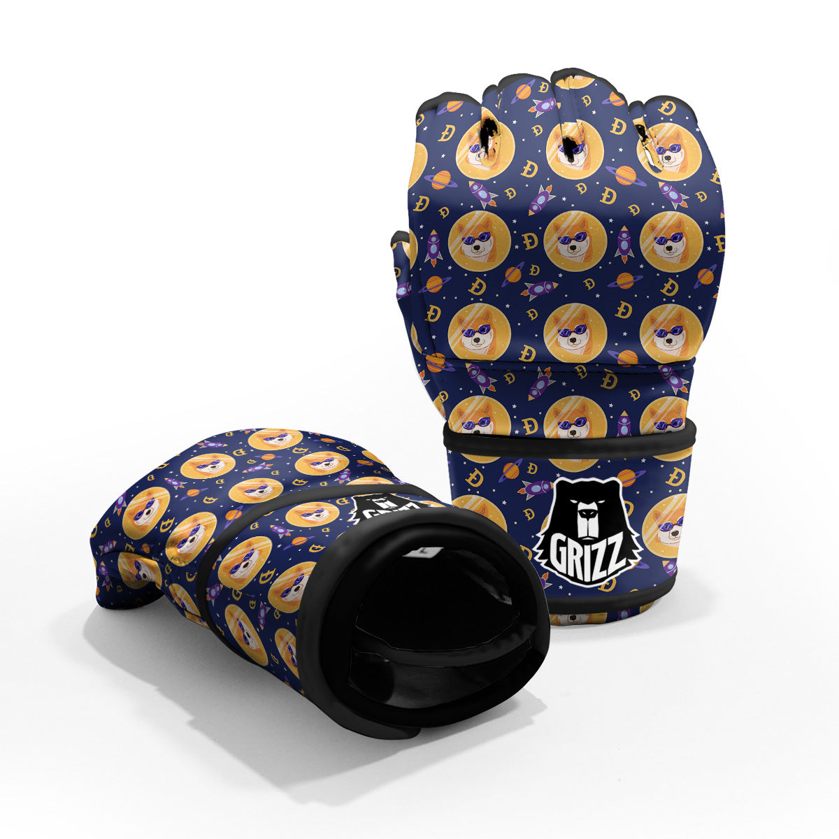 Cryptocurrency Shiba Print Pattern MMA Gloves-grizzshop