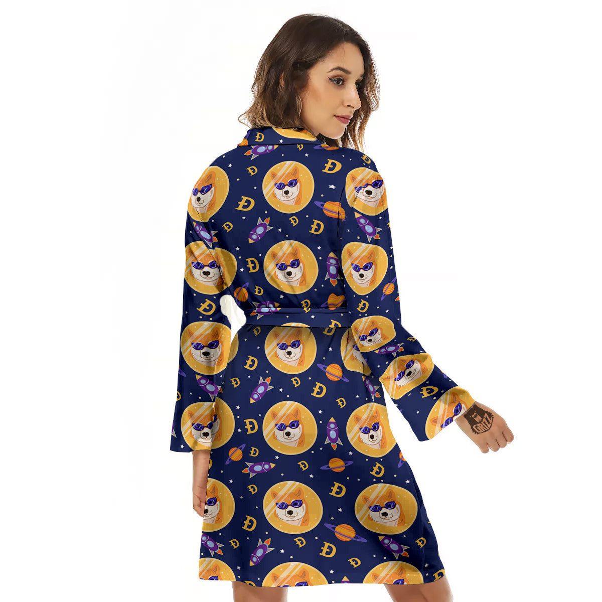 Cryptocurrency Shiba Print Pattern Women's Robe-grizzshop